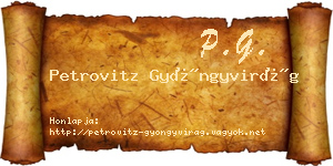 Petrovitz Gyöngyvirág névjegykártya